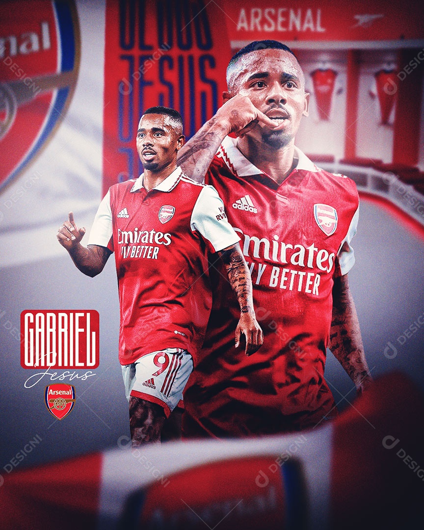 Esporte Futebol Arsenal Gabriel Jesus Feed Social Media PSD Editável