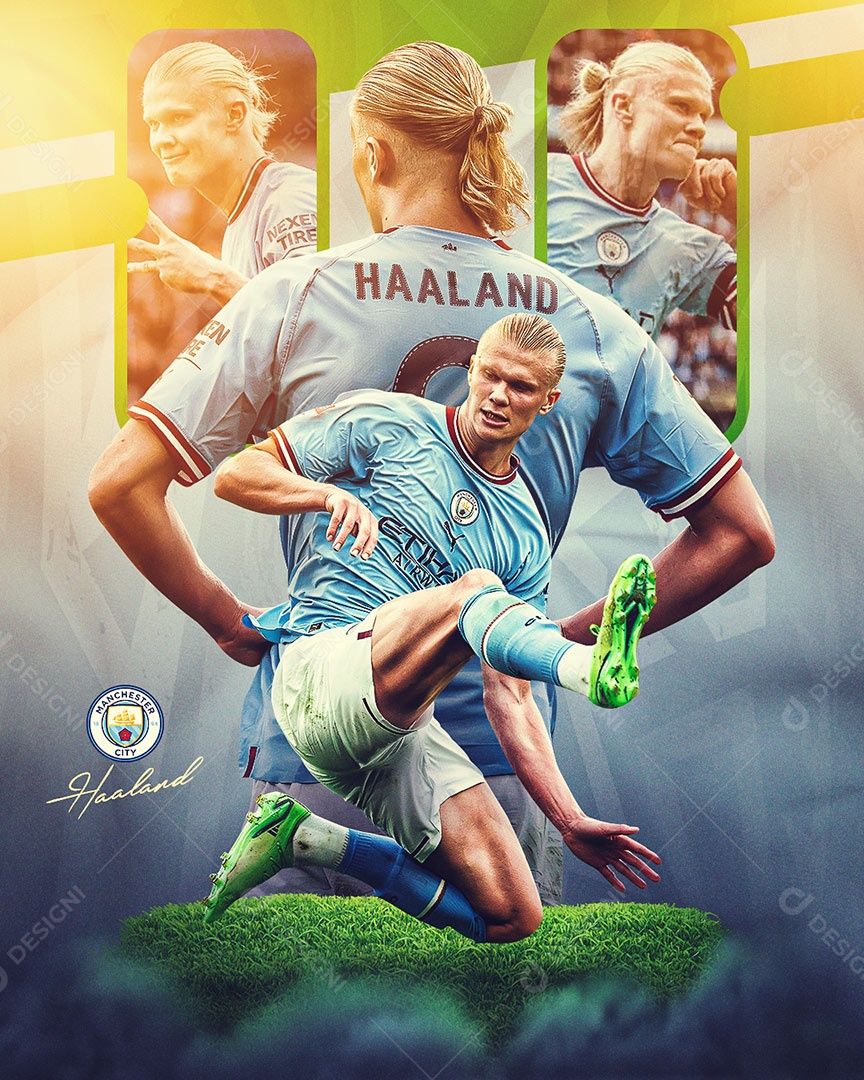 Esporte Futebol Man City Haaland Feed Social Media PSD Editável