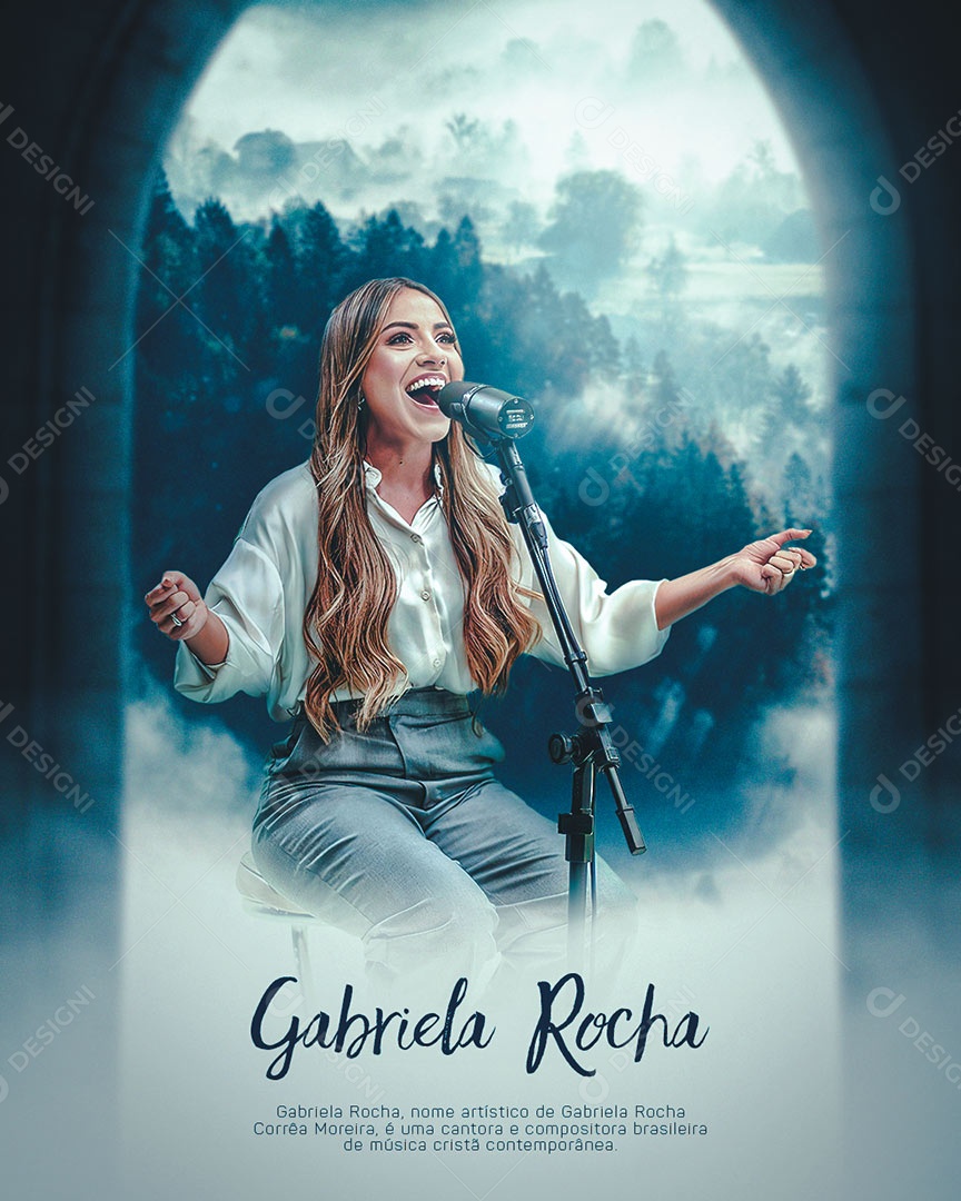 Flyer Gospel Gabriela Rocha Feed Social Media PSD Editável