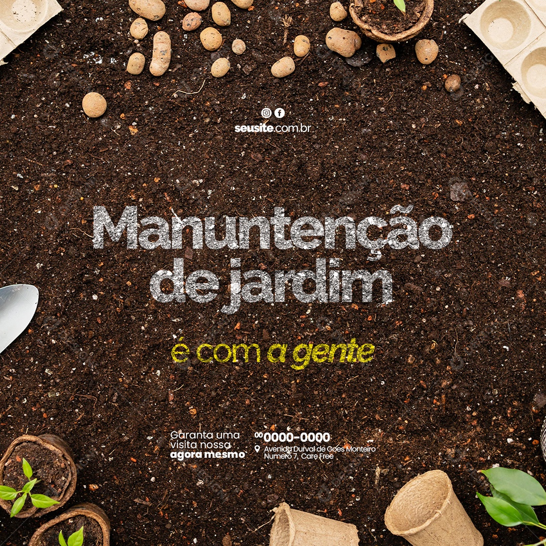 Manutenção de Jardim é com a Gente Jardinagem Social Media PSD Editável