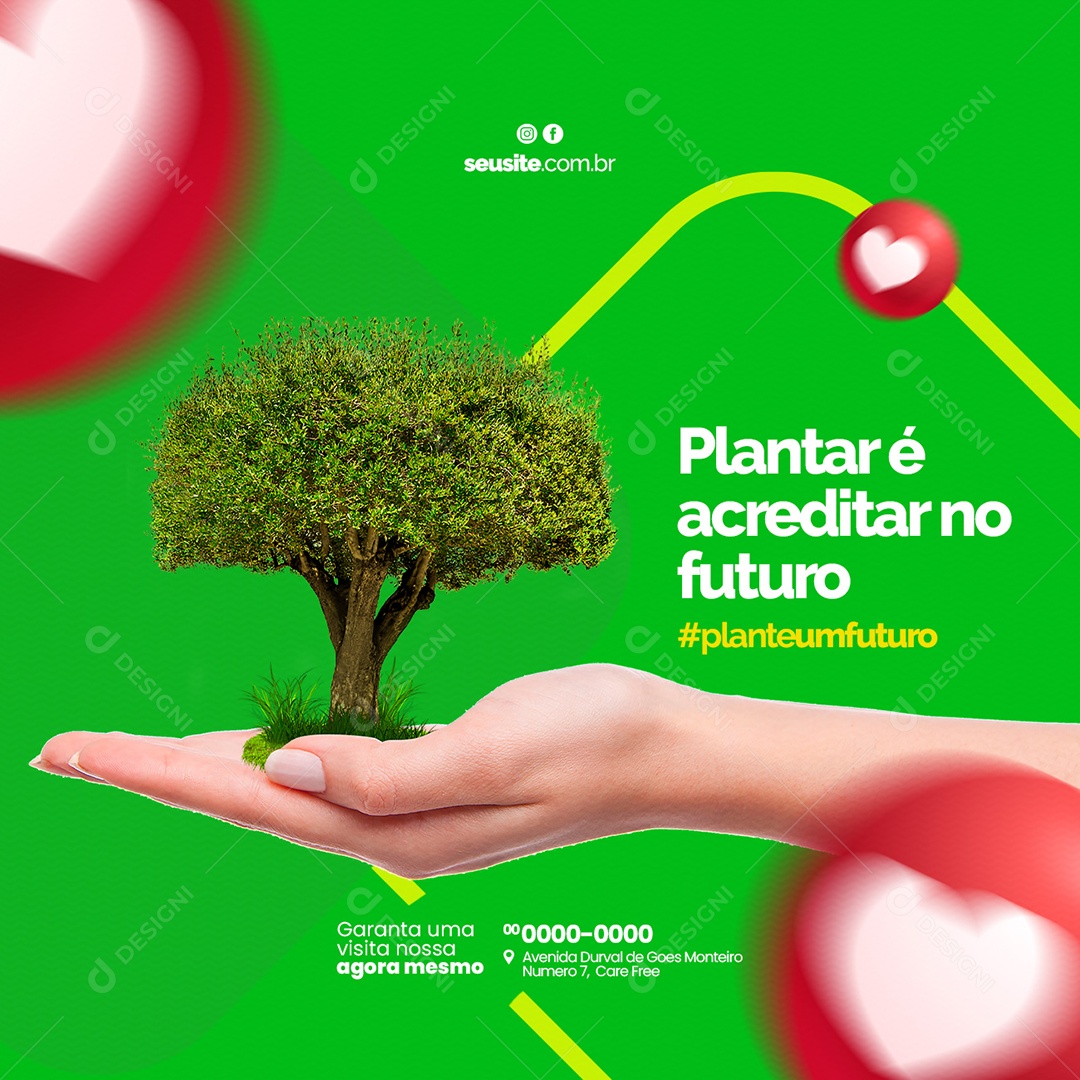 Plantar é Acreditar no Futuro Jardinagem Social Media PSD Editável