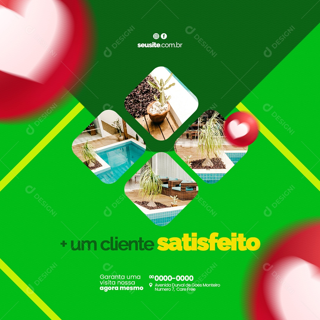 Um Cliente Satisfeito Jardinagem Social Media PSD Editável