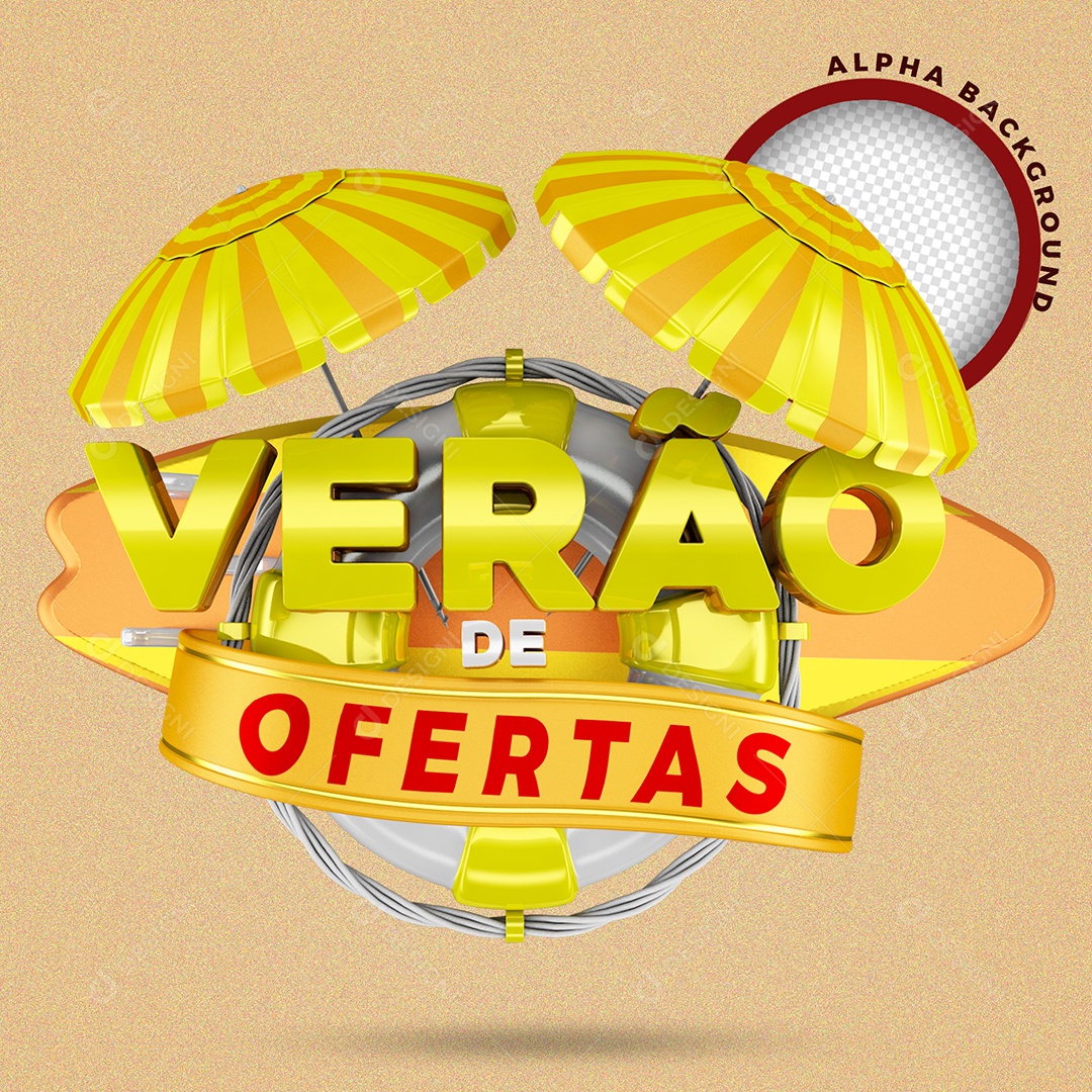 Selo 3D Para Composição Verão de Ofertas PSD