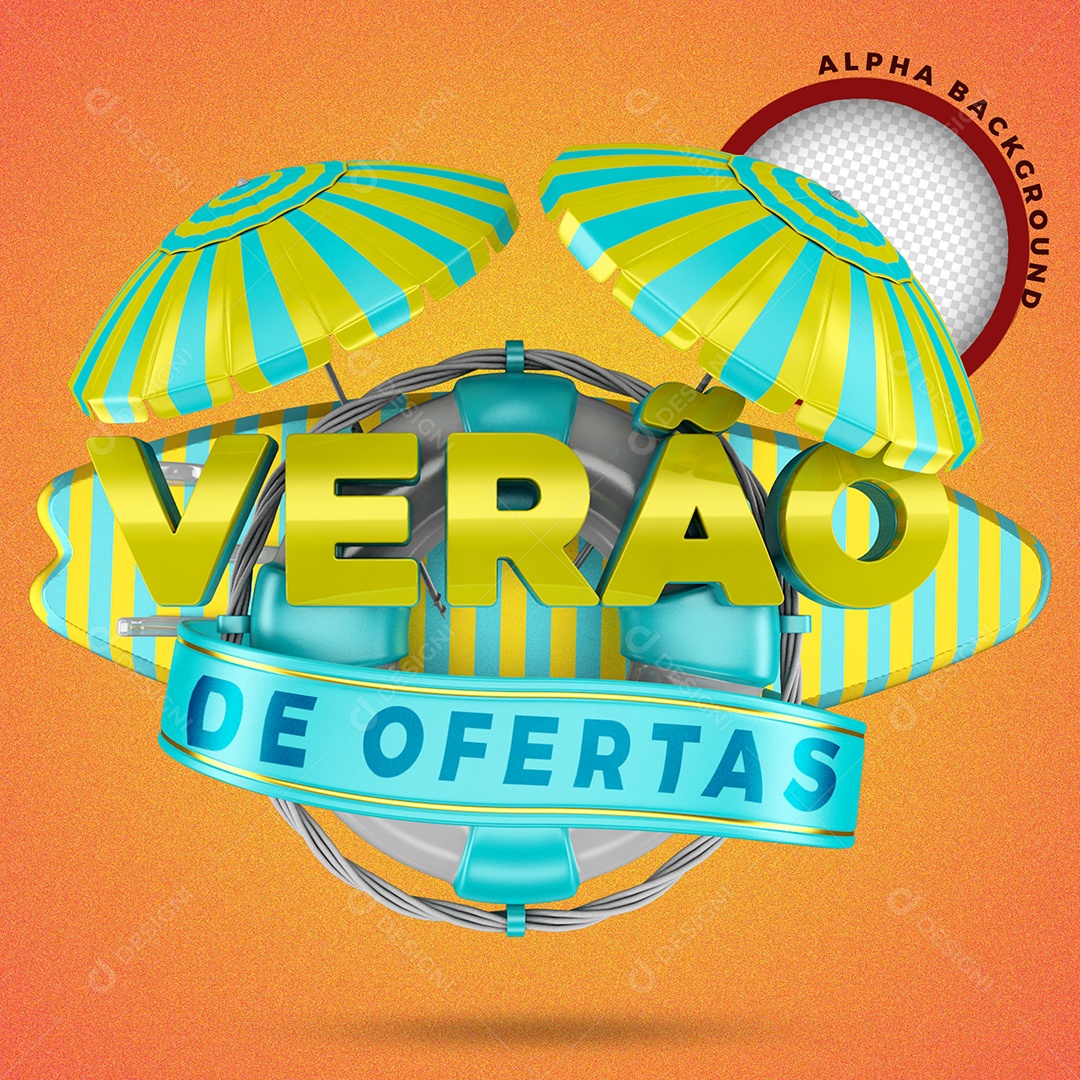 Selo 3D Para Composição Verão de Ofertas PSD