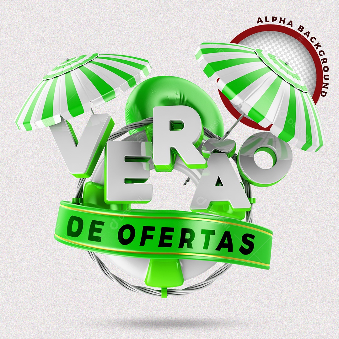 Selo 3D Para Composição Verão de Ofertas PSD