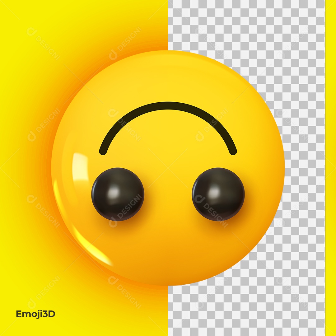 Emoji 3D Reação Feliz de Cabeça Pra Baixo Elemento 3D Para Composição PSD