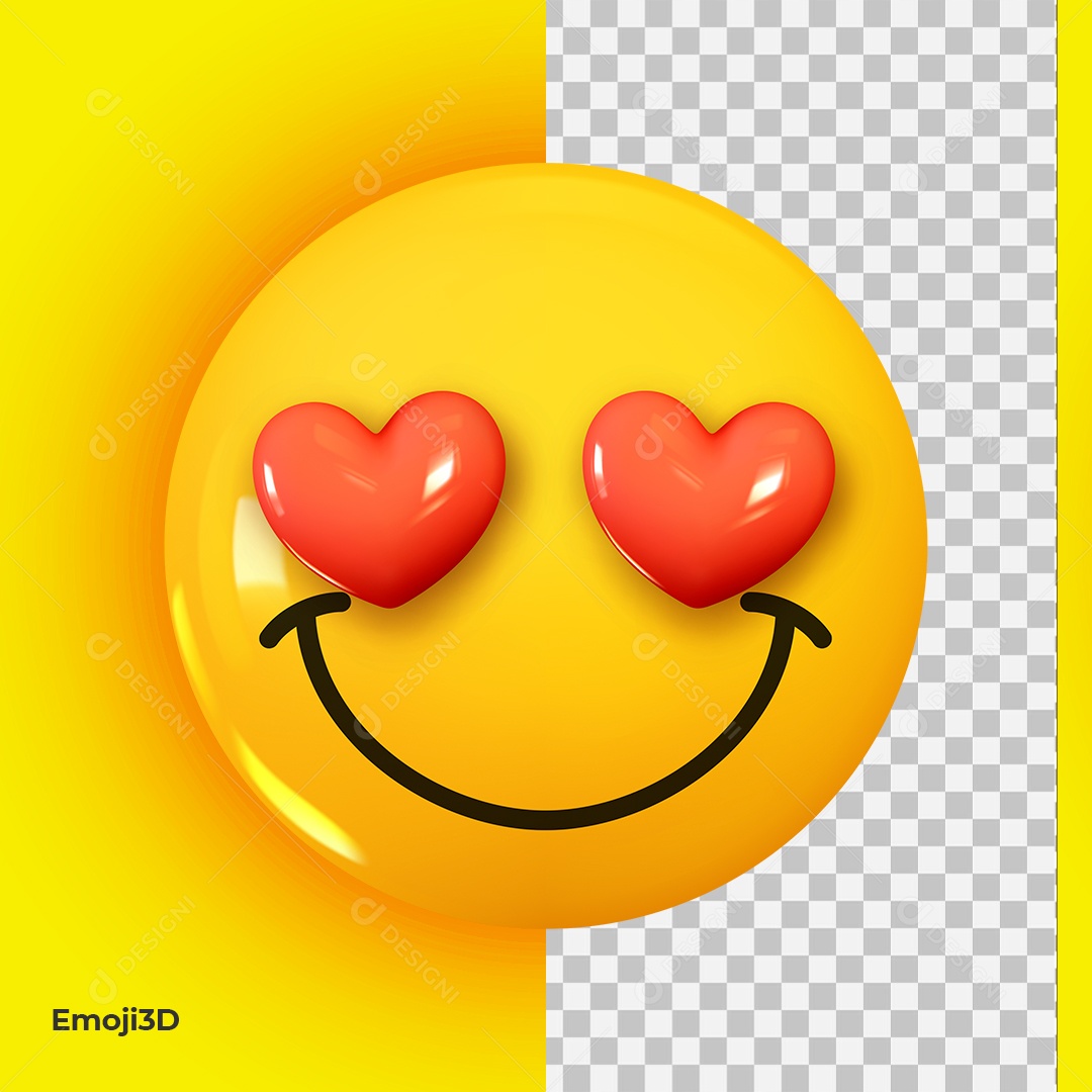 Emoji 3D Reação Apaixonado Elemento 3D Para Composição PSD