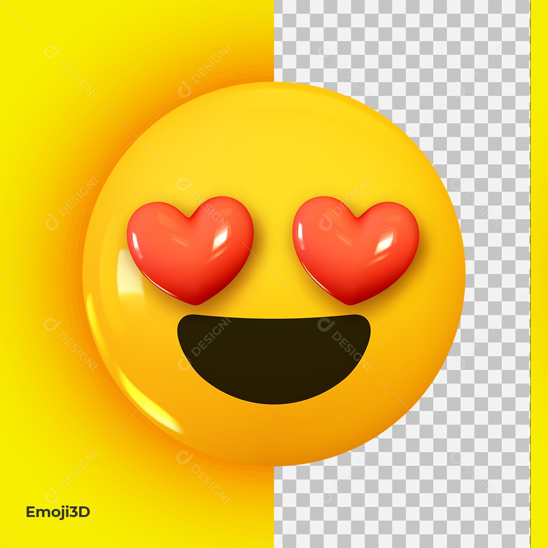 Emoji 3D Reação Apaixonado Elemento 3D Para Composição PSD