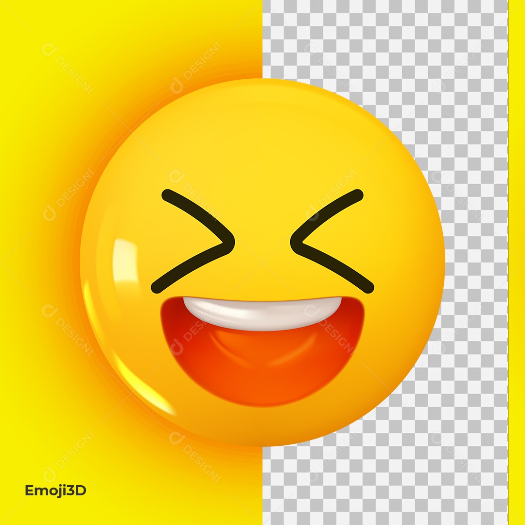 Emoji 3D Reação Feliz Elemento 3D Para Composição PSD