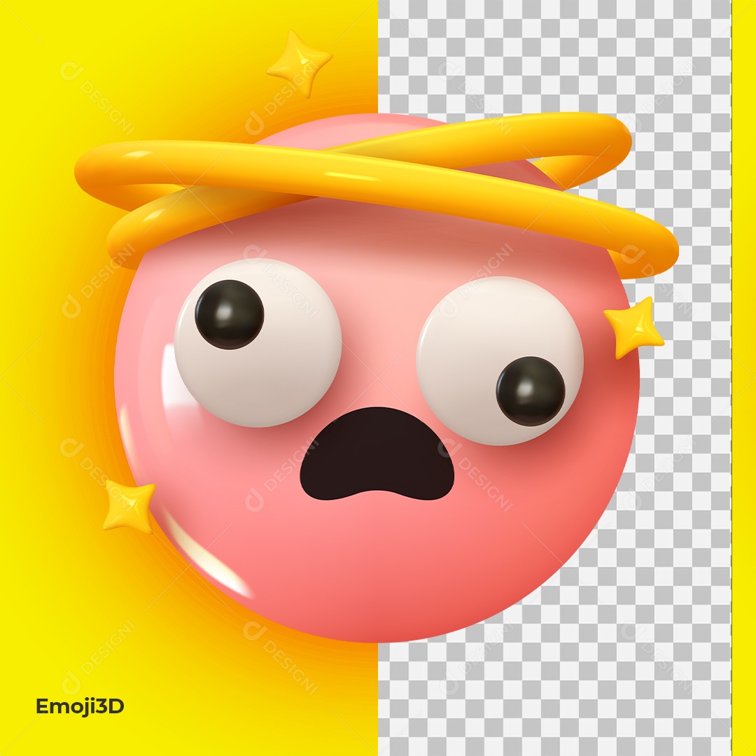 Emoji 3D Reação Tonto Elemento 3D Para Composição PSD
