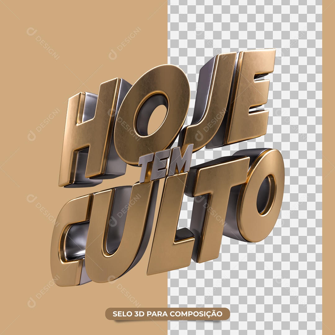 Selo 3D Para Composição Hoje Tem Culto PSD