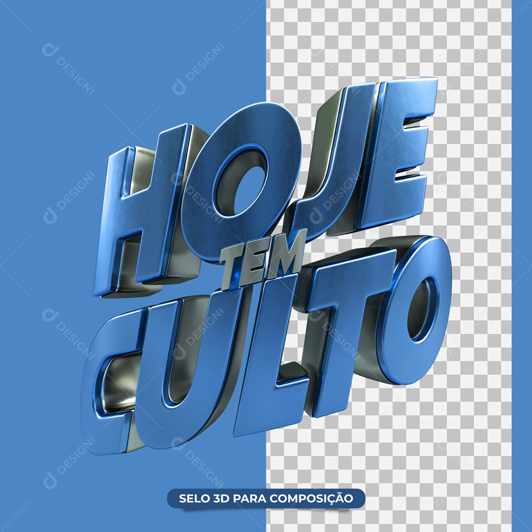 Selo 3D Para Composição Hoje Tem Culto PSD