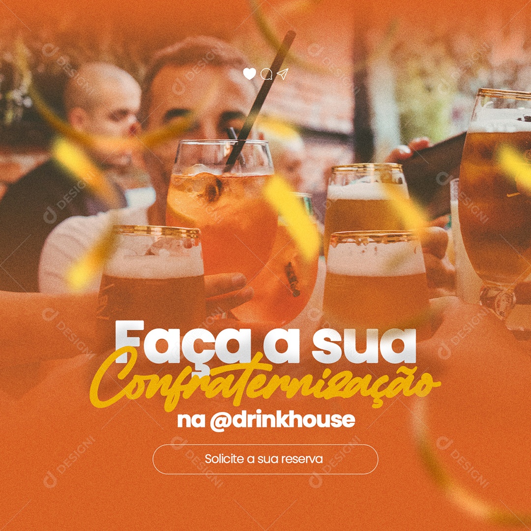 Faça a Sua Confraternização na Drink House Social Media PSD Editável