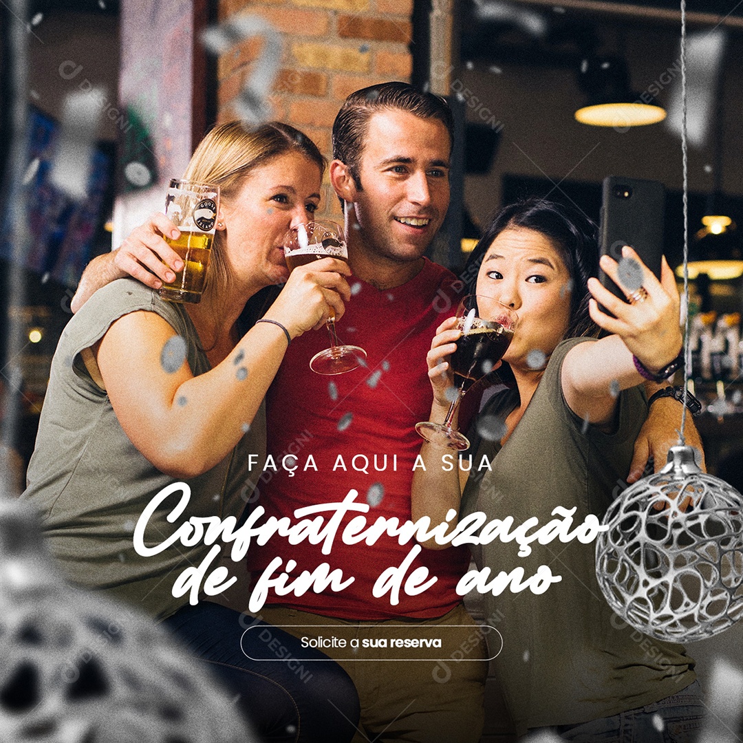 Faça Aqui a Sua Confraternização de Fim de Ano Social Media PSD Editável