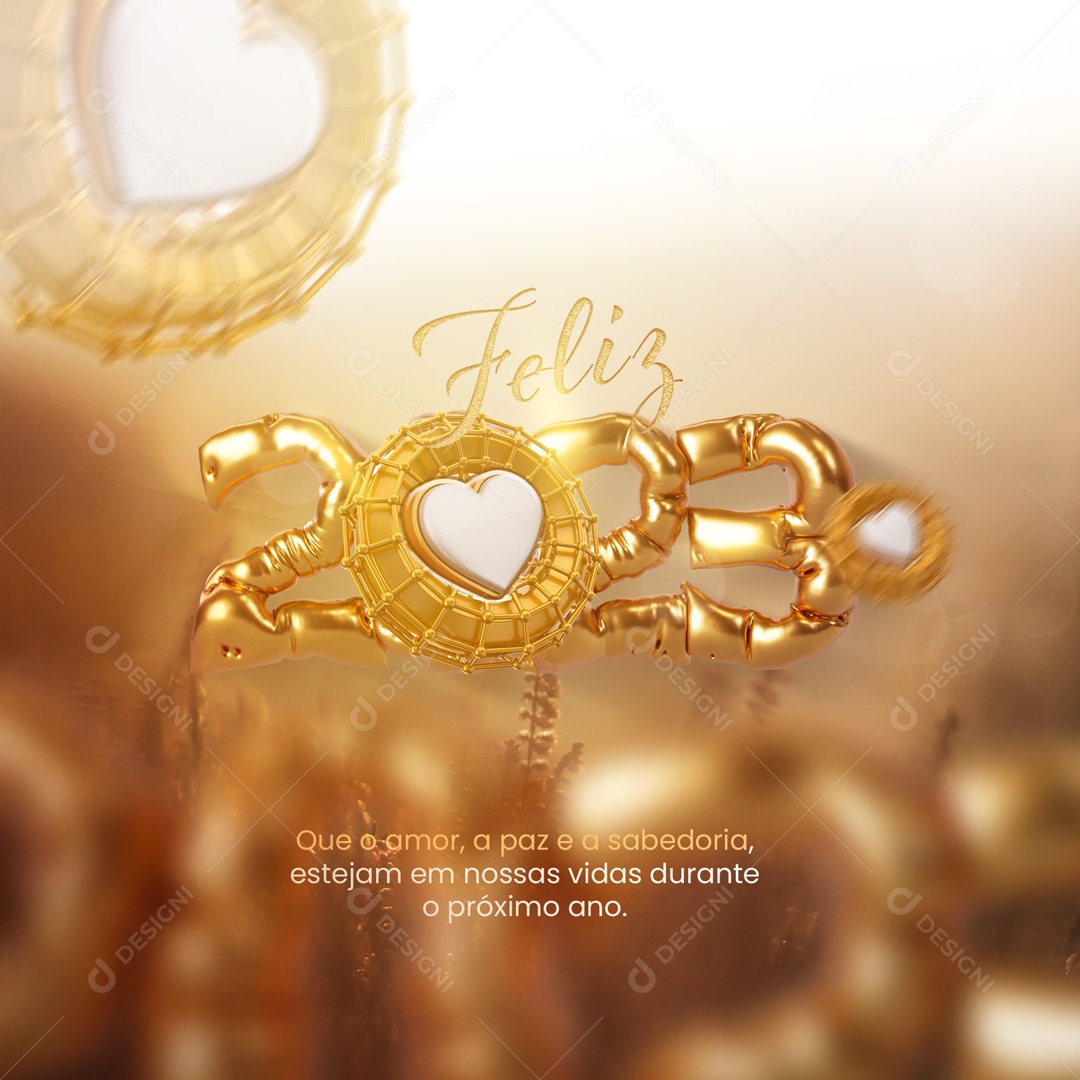 Que o Amor, a Paz e a Sabedoria, Estejam em Nossas Vidas Feliz Ano Social Media PSD Editável