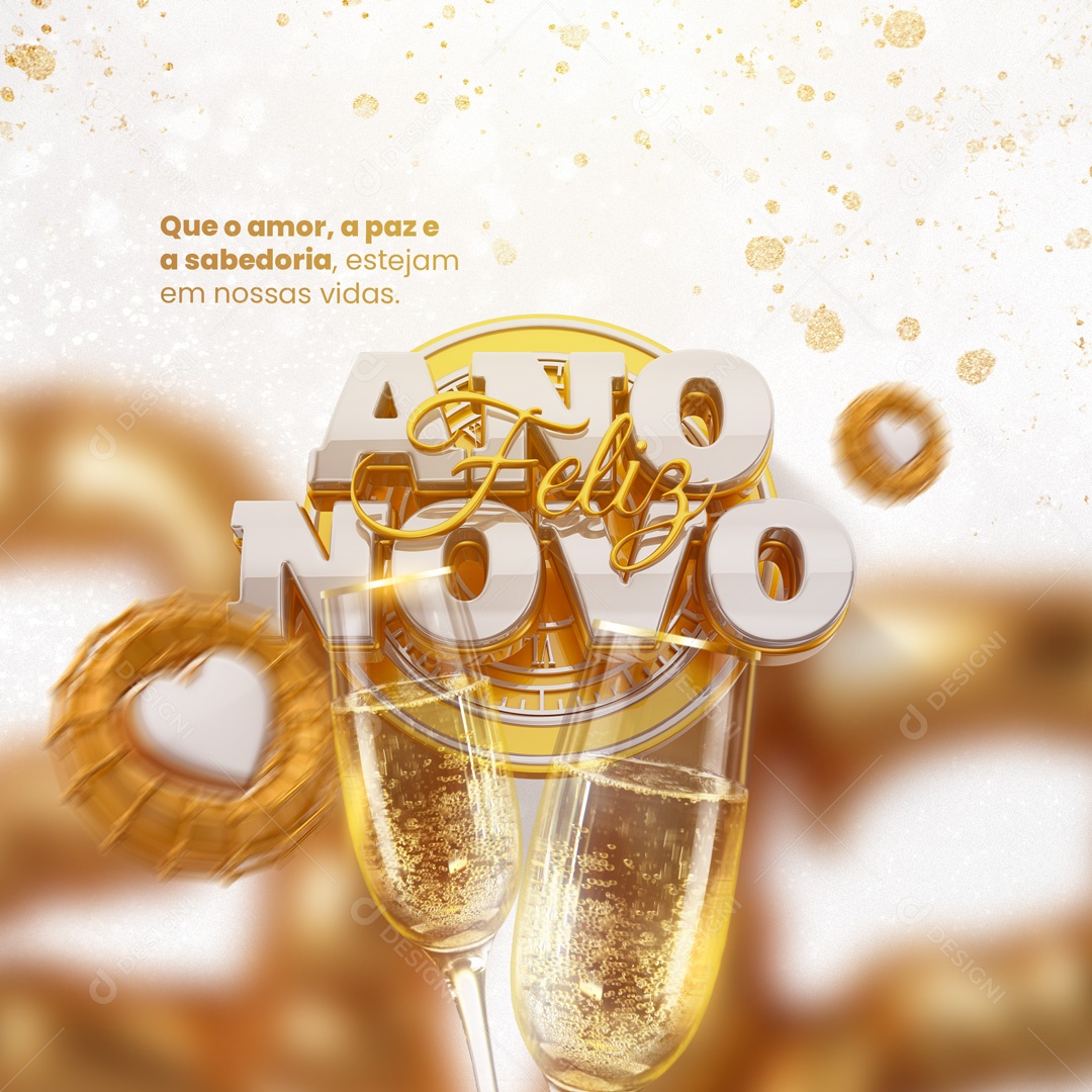 Que o Amor, a Paz e a Sabedoria, Estejam em Nossas Vidas Feliz Ano Social Media PSD Editável