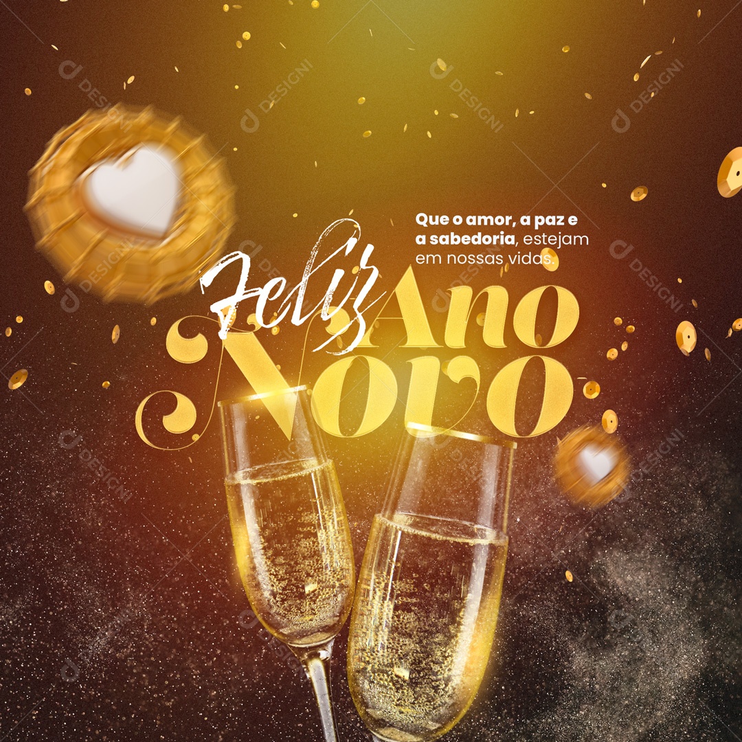 Que o Amor, a Paz e a Sabedoria, Estejam em Nossas Vidas Feliz Ano Social Media PSD Editável