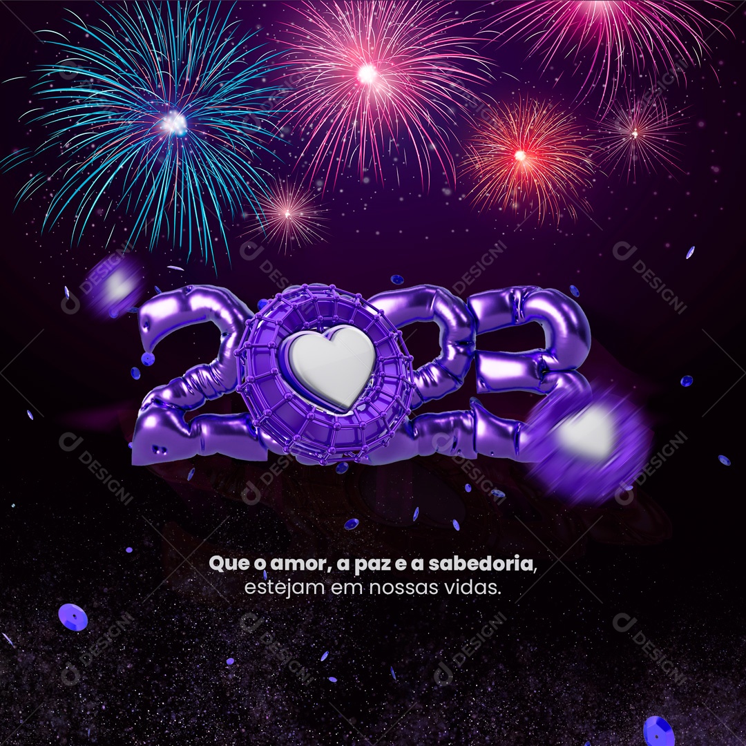 Que o Amor, a Paz e a Sabedoria, Estejam em Nossas Vidas Feliz Ano Social Media PSD Editável