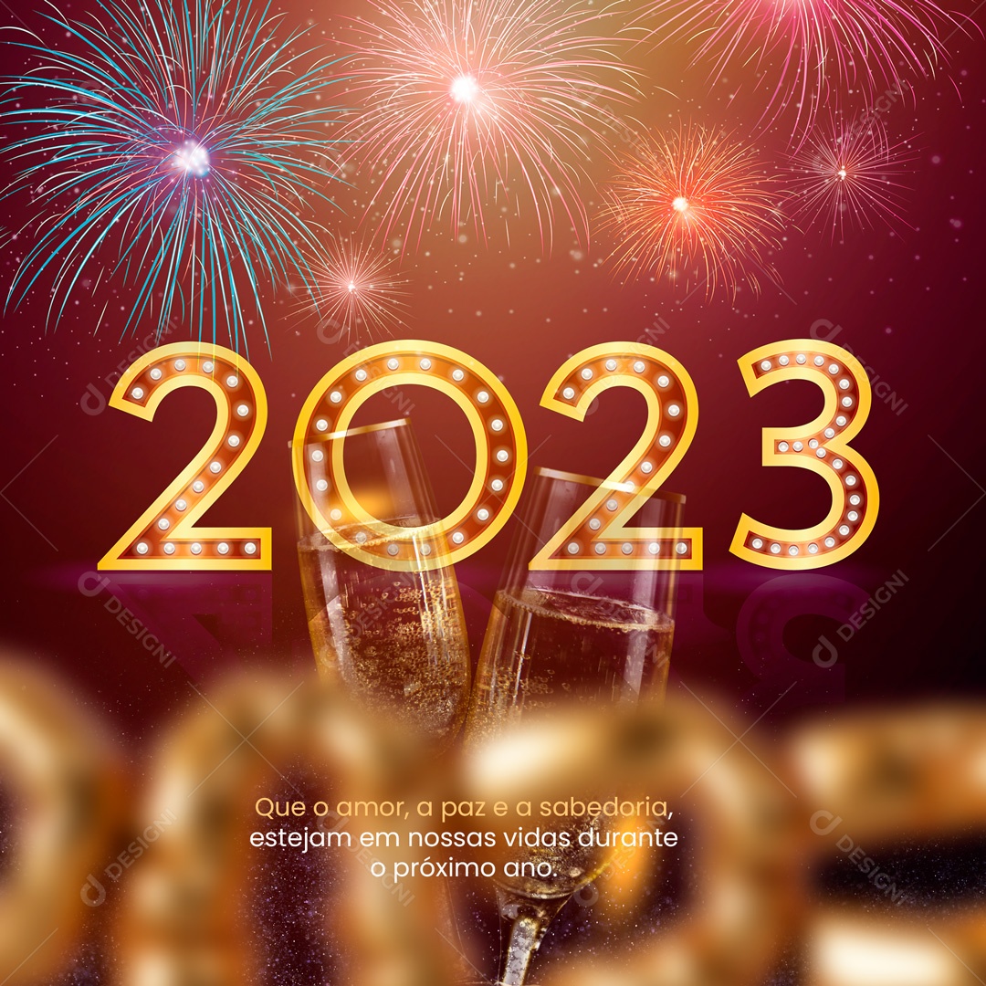 Que o Amor, a Paz e a Sabedoria, Estejam em Nossas Vidas Feliz Ano Social Media PSD Editável