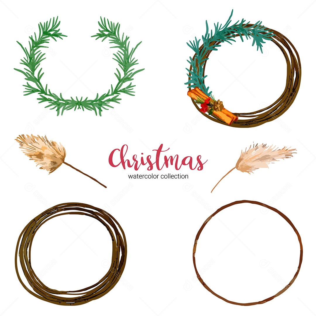 Coleção de ilustração em aquarela de Natal e ano novo