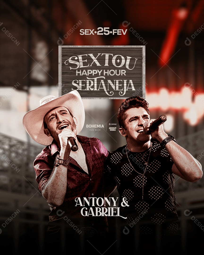 Flyer Sextou Happy Hoor Antony & Gabriel Social Media PSD Editável