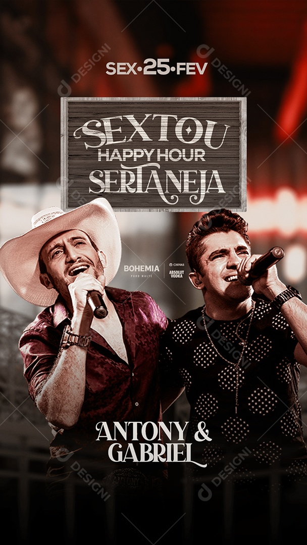 Flyer Sextou Happy Hoor Antony & Gabriel Story Social Media PSD Editável
