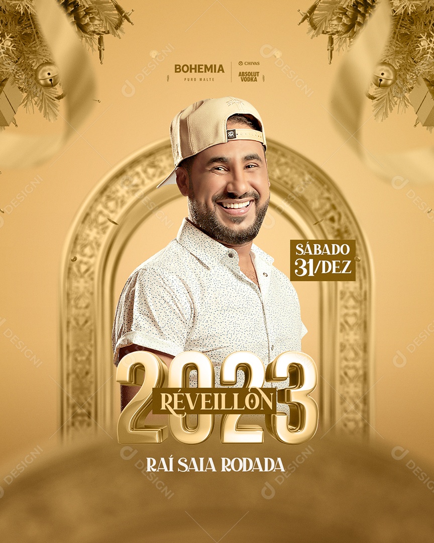 Flyer Réveilion Raí Saia Rodada Social Media PSD Editável
