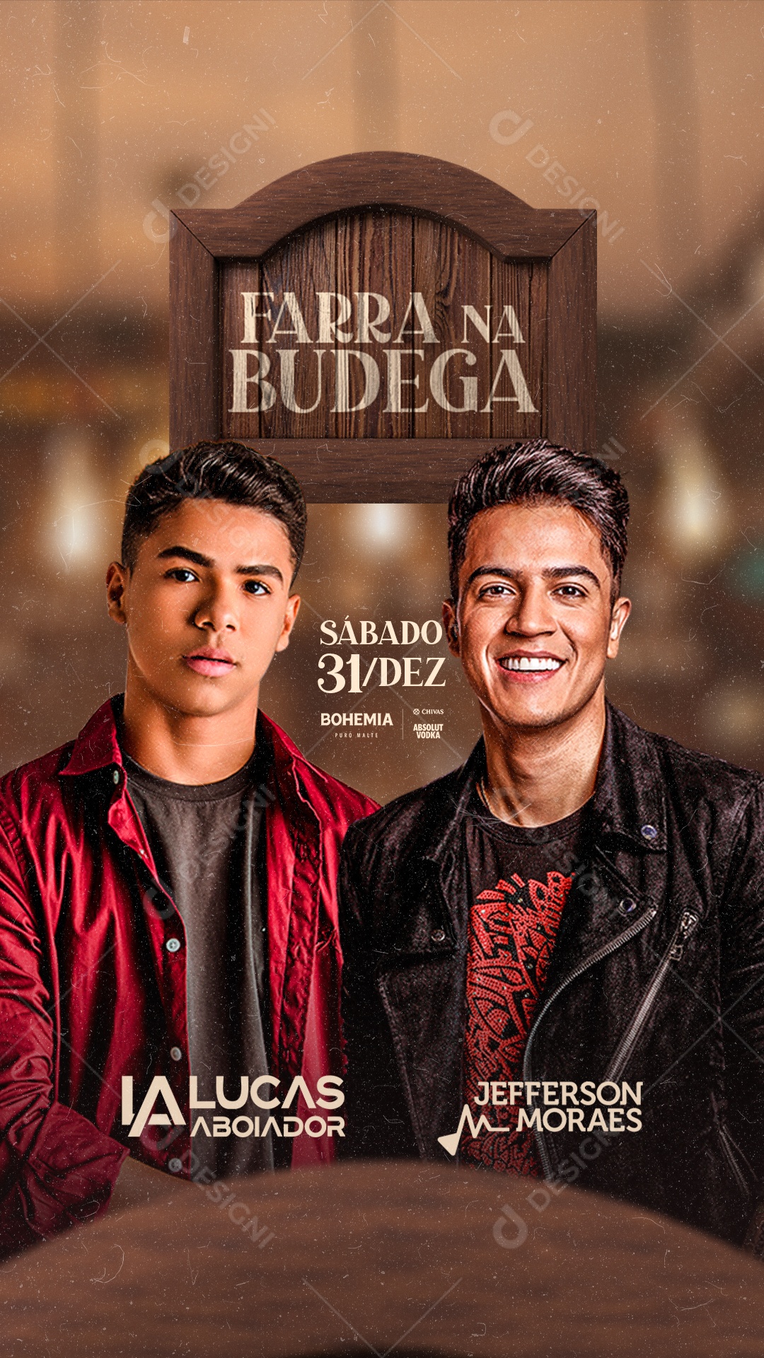 Flyer Show Farra da Budega Lucas Aboiador and Jefferson Moraes Story Social Media Editable PSD