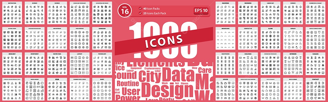 Pacote de 1000 ícones de rede e computação Vetores EPS