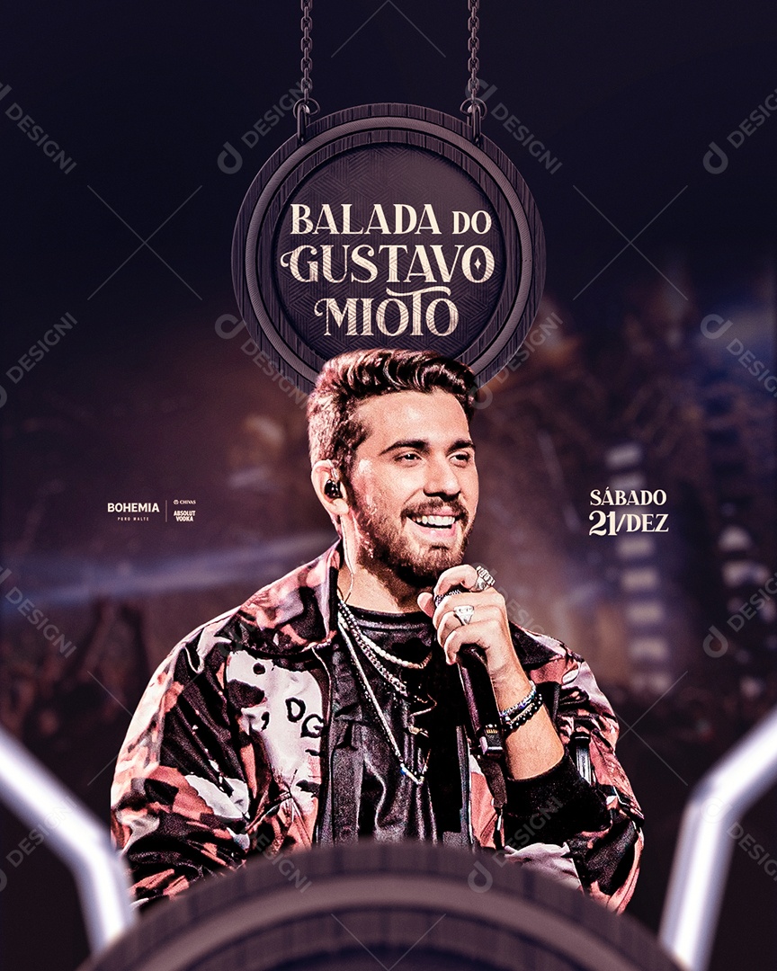 Flyer Show Balada do Gustavo Mioto Social Media PSD Editável
