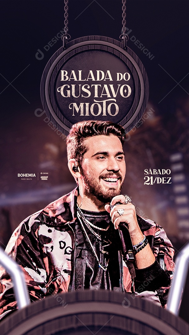 Flyer Show Balada do Gustavo Mioto Story Social Media PSD Editável