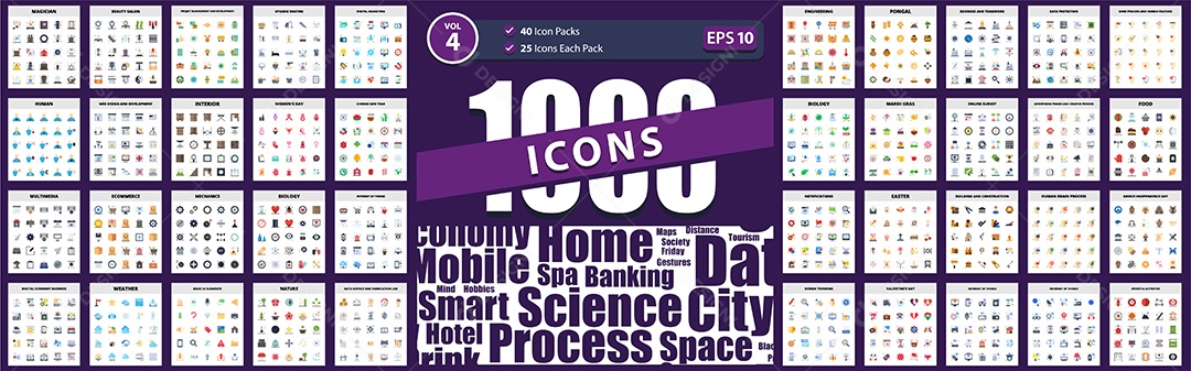 Conjunto de 1000 Ícones Vetores EPS Editável