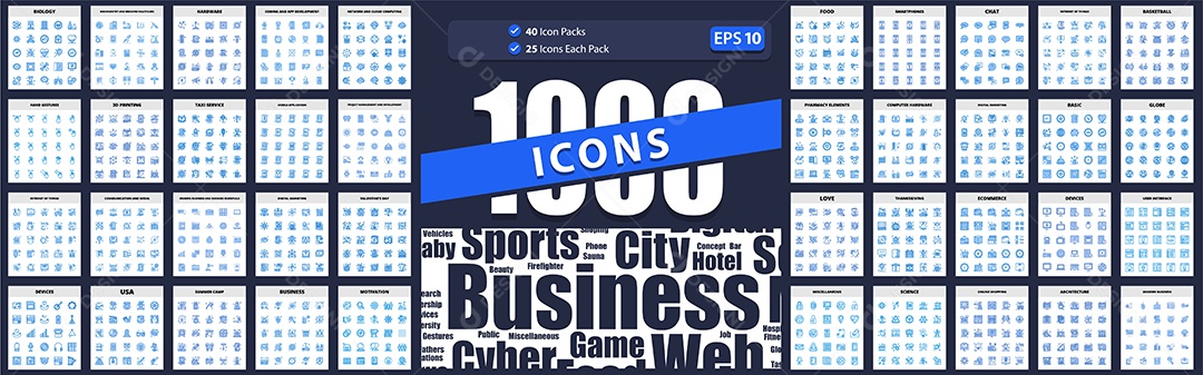 Conjunto de 1000 Ícones Para Chá de Bebê Investimento Vetores EPS Editável