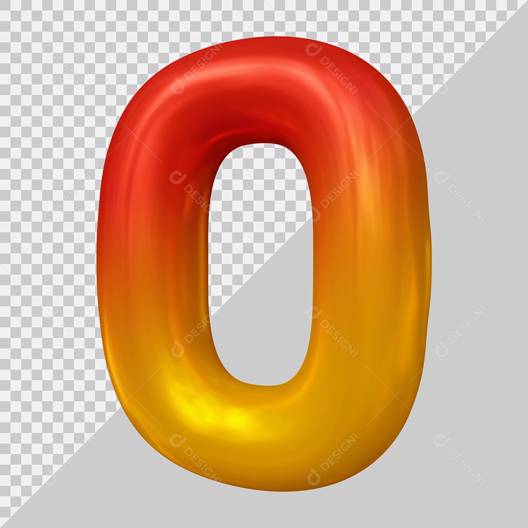 Número 3D 0 Vermelho e Dourado Para composição