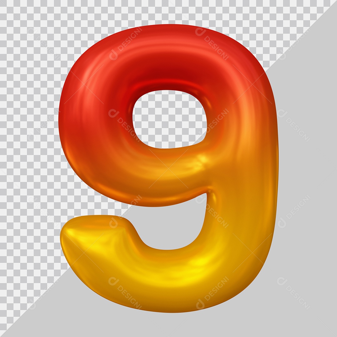 Número 3D 9 Vermelho e Dourado Para composição