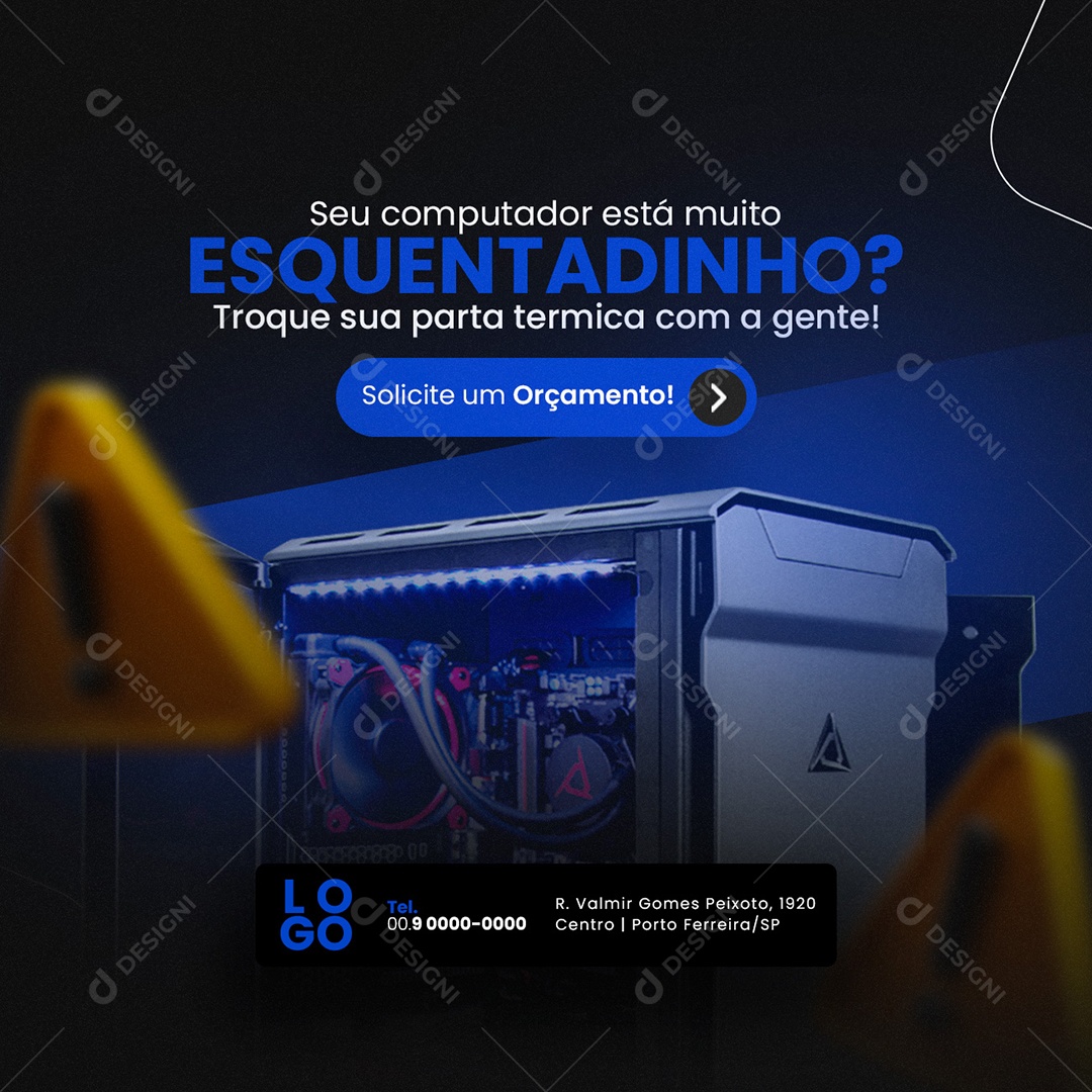 Seu Computador Está muito Esquentadinho Manutenção de Computadores Social Media PSD Editável