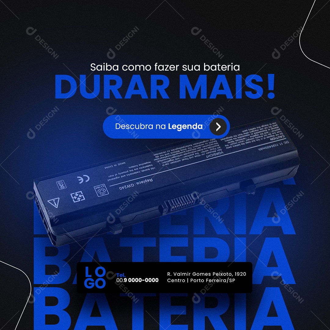 Como fazer sua Bateria Durar Mais Manutenção de Computadores Social Media PSD Editável