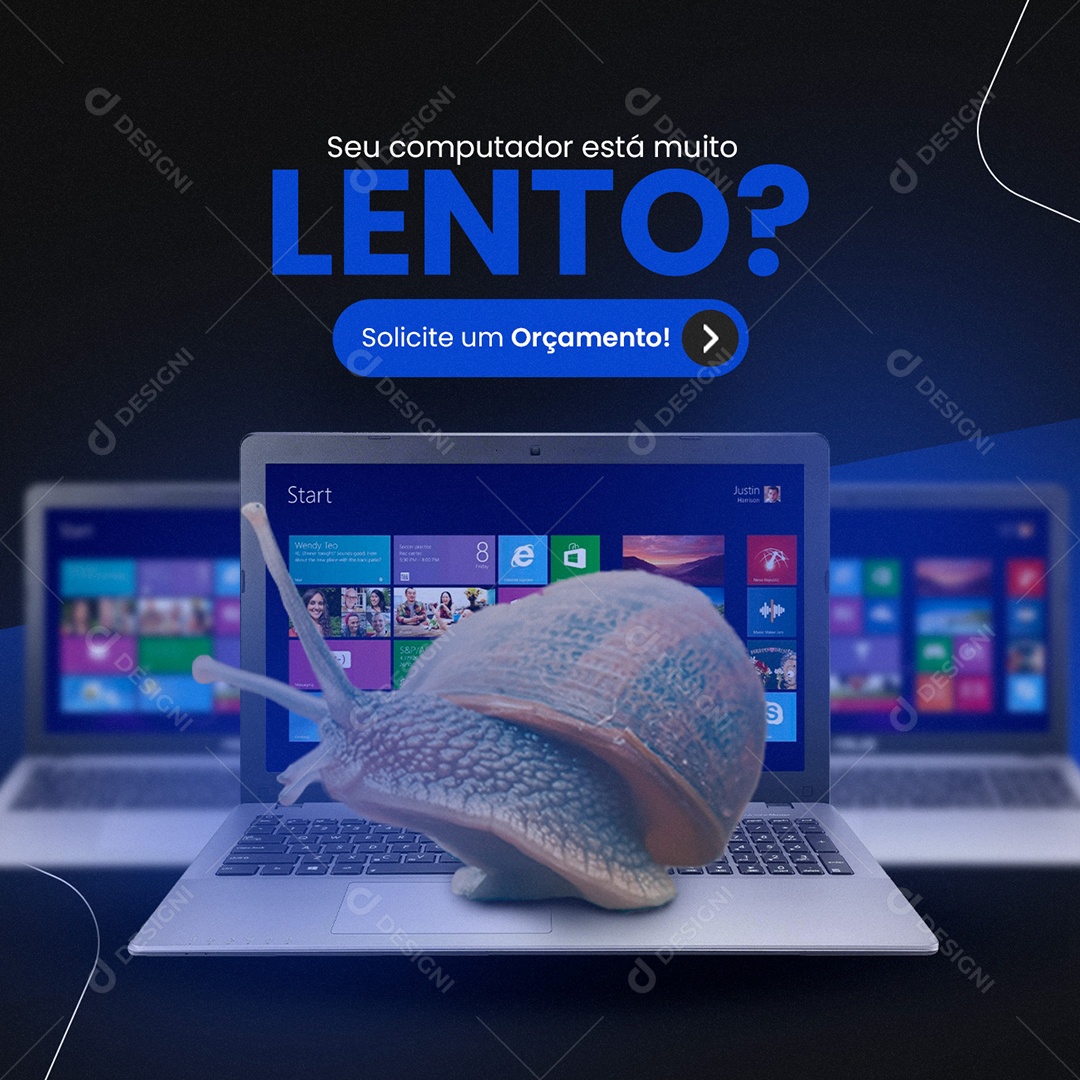 Seu Computador Está Muito Lento Manutenção de Computadores Social Media PSD Editável