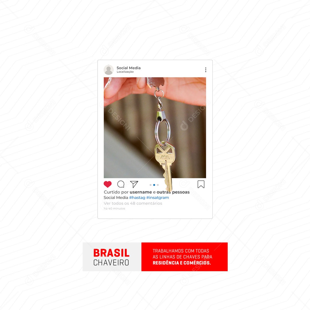 Trabalhamos com Todas a Linhas de Chaves Chaveiro Social Media PSD Editável