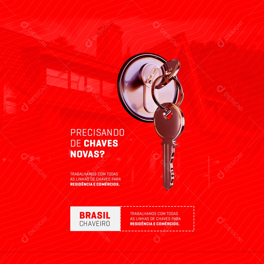 Precisando de Chaves Novas? Chaveiro Social Media PSD Editável