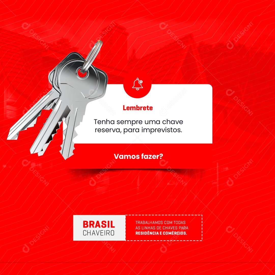 Lembrete Tenha Sempre Uma Chave Reserva, Para Imprevistos Chaveiro Social Media PSD Editável