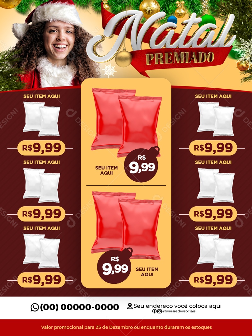 Encarte Supermercado Natal Premiado Compras Promoção PSD Editável