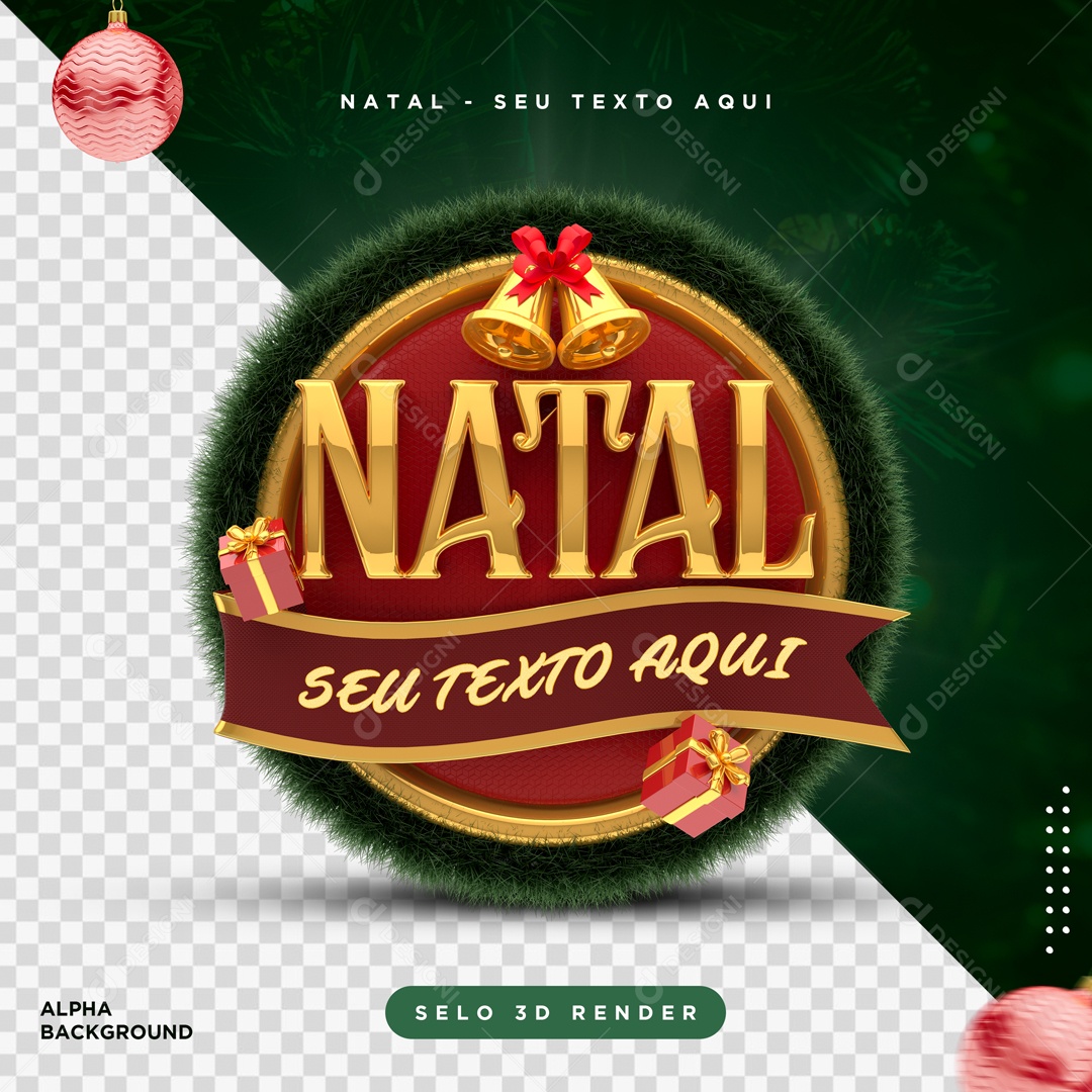 Selo 3D para Composição Natal PSD Editável