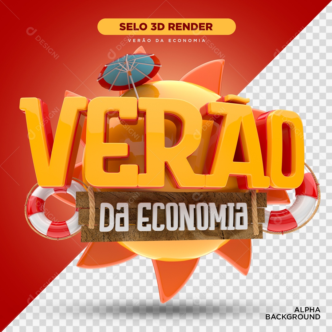 Selo 3D Verão da Economia Para Composição PSD