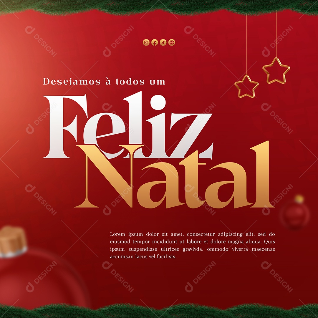 Desejamos à Todos um Feliz Natal Social Media PSD Editável