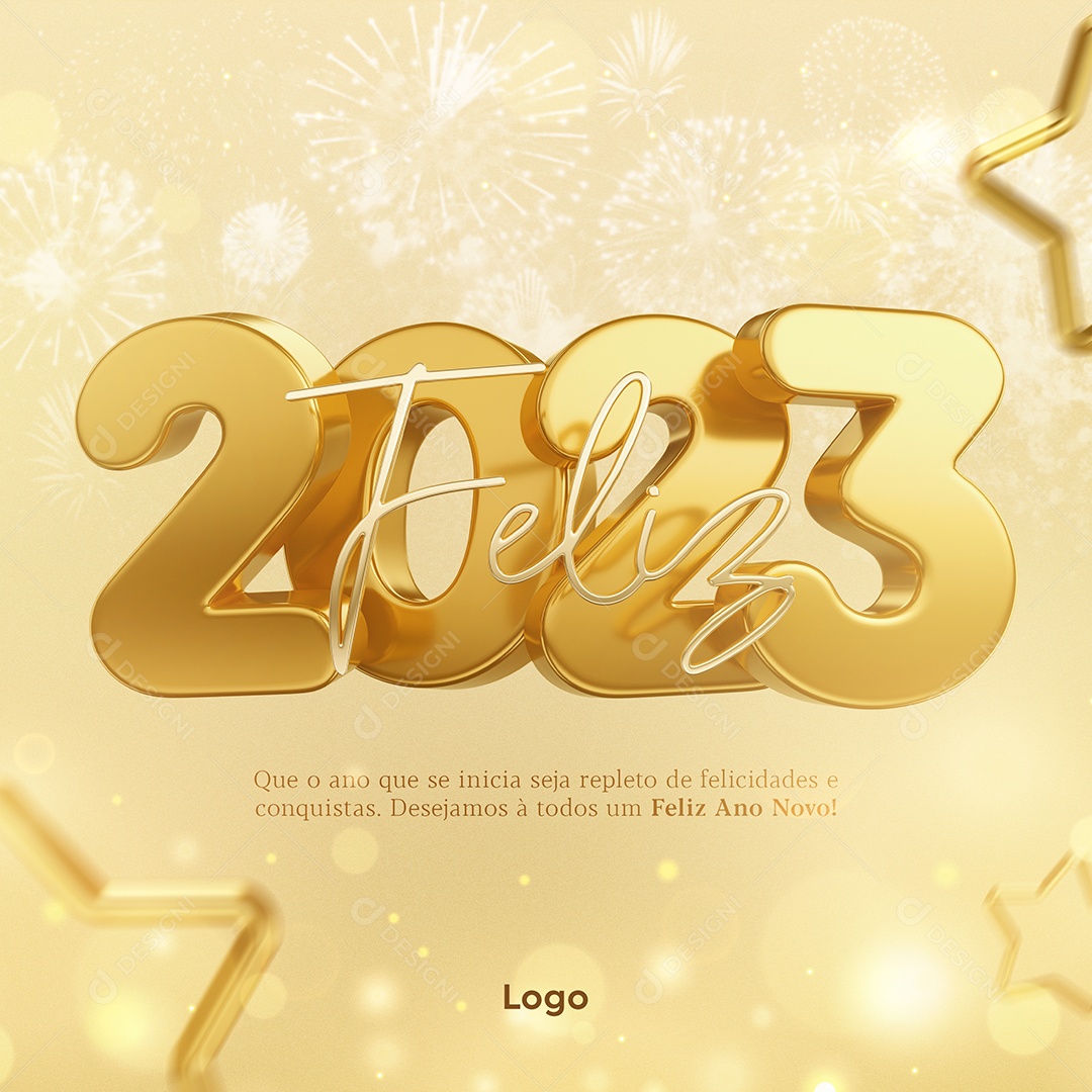 Que o Ano que se Inicia Seja Repleto de Felicidades e Conquistas Feliz 2023 Social PSD Editável