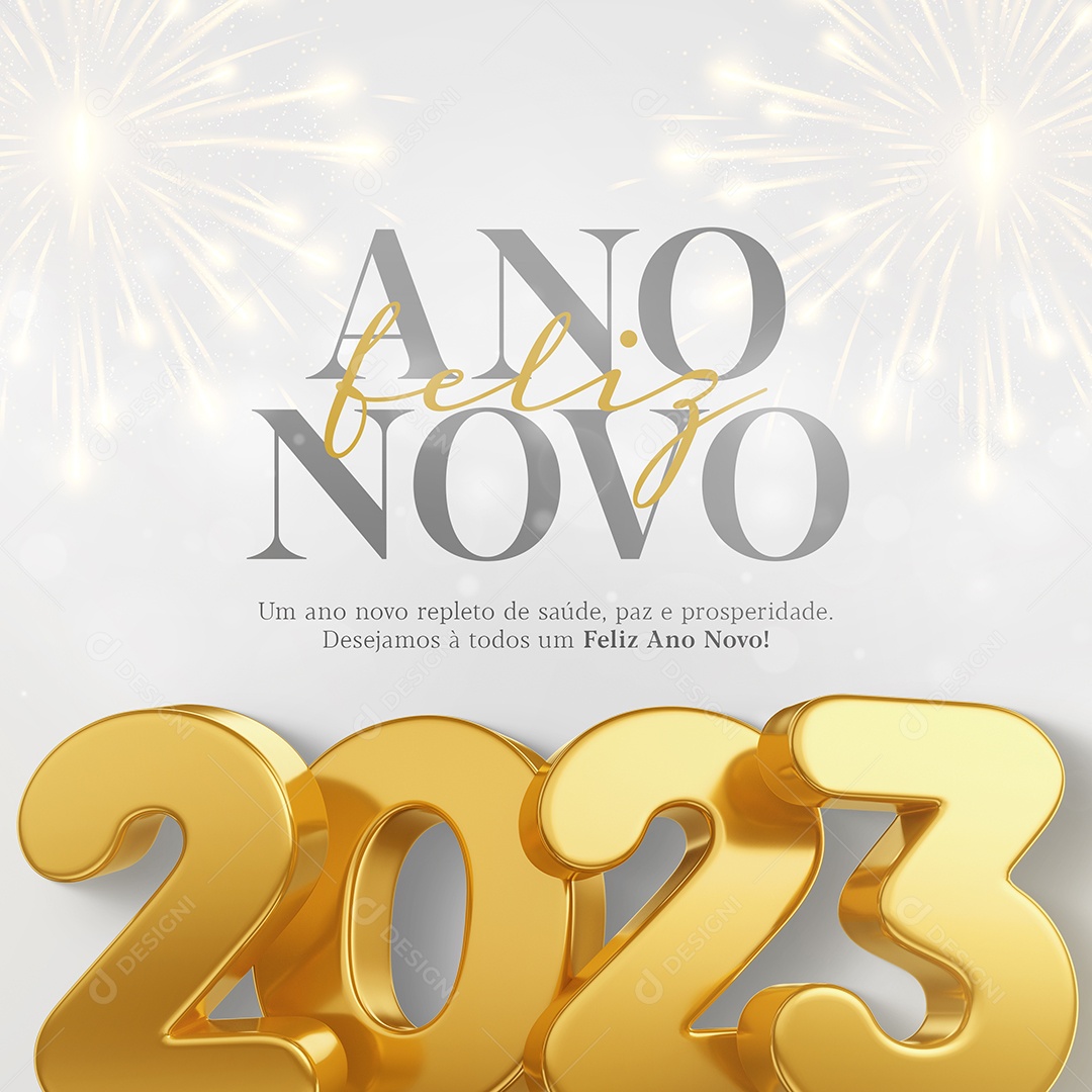 Um Ano Repleto de Saúde Paz e Prosperidade Feliz 2023 Social Media PSD Editável