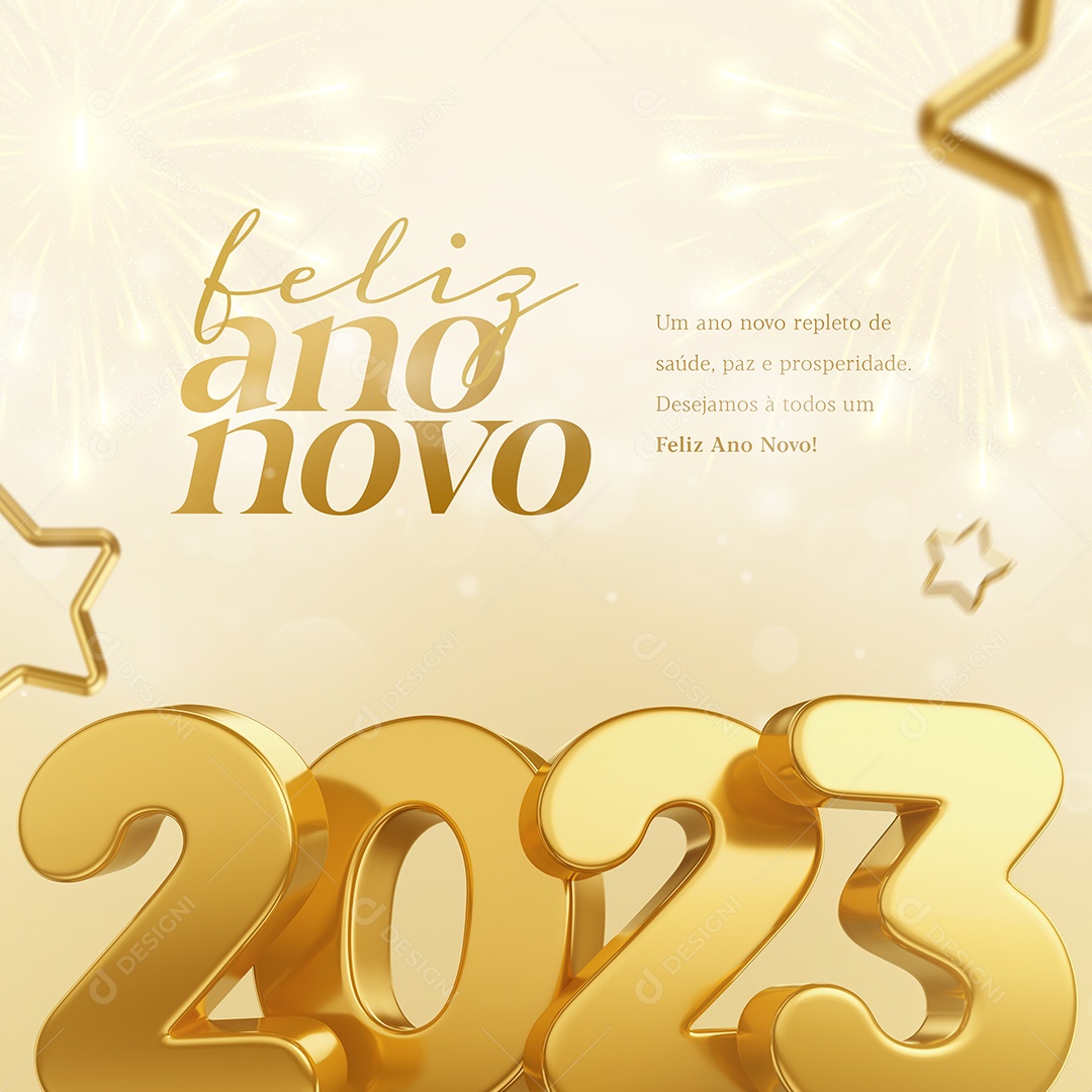 Um Ano Novo Repleto de Saúde Paz e Prosperidade Feliz 2023 Social Media PSD Editável
