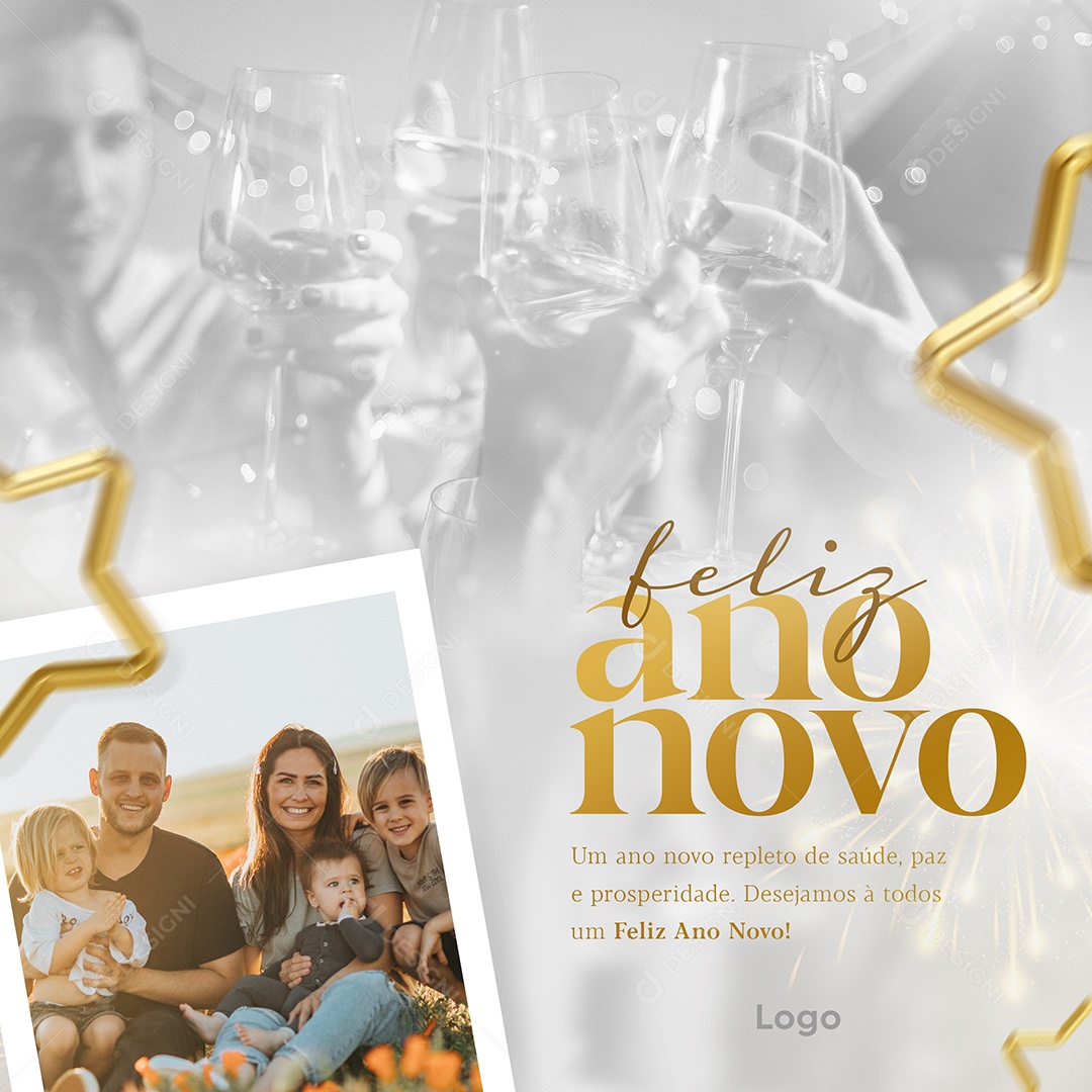 Um Ano Novo Repleto de Saúde Paz e Prosperidade Social Media PSD Editável