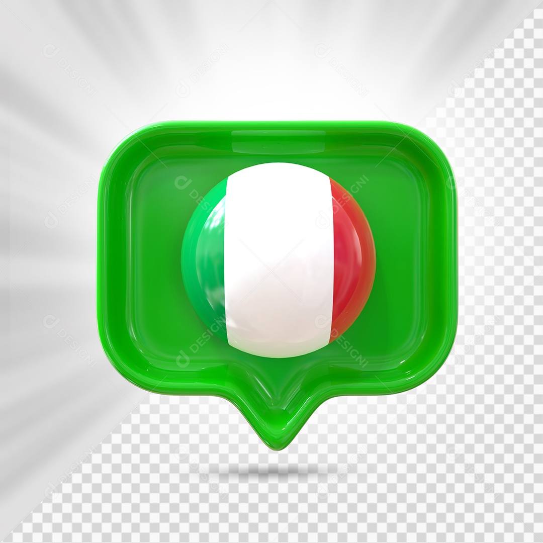 Itália Ícone 3D Elemento Verde para Composição PSD
